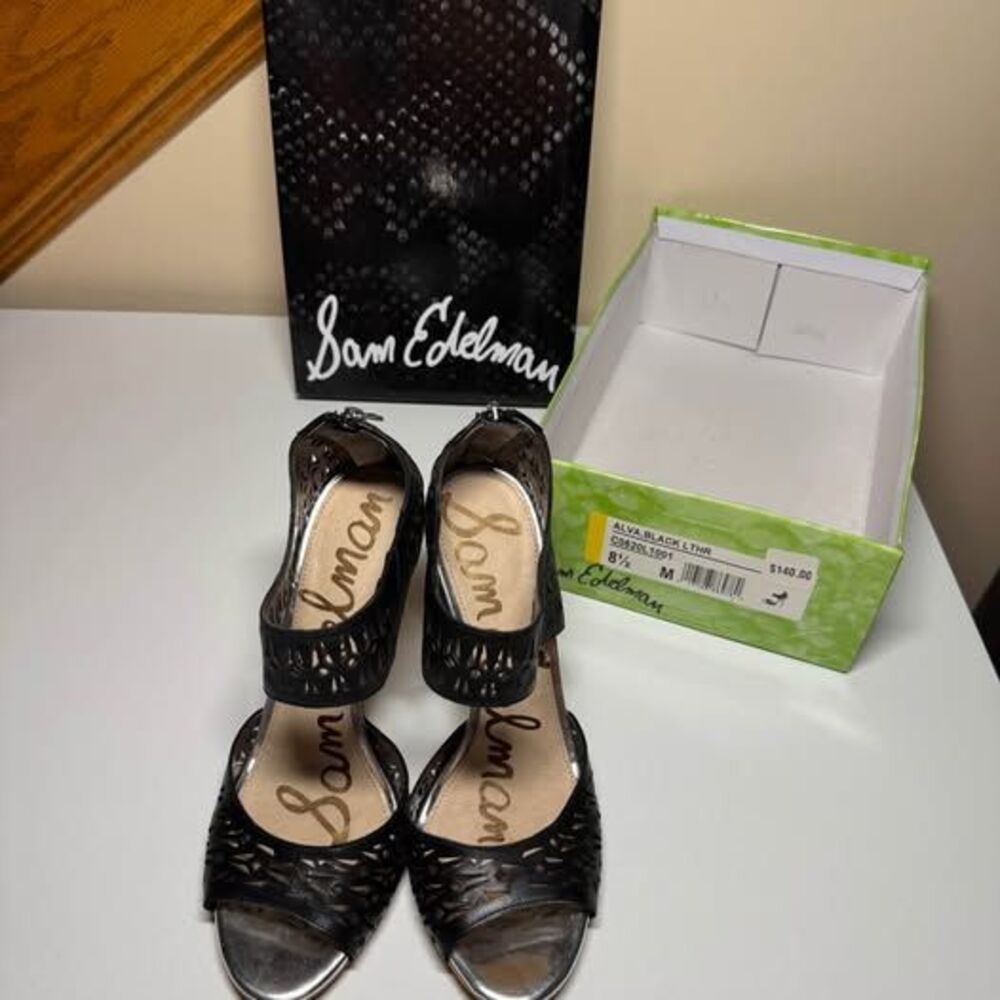 Sam Edelman Alva Black Leather Heels